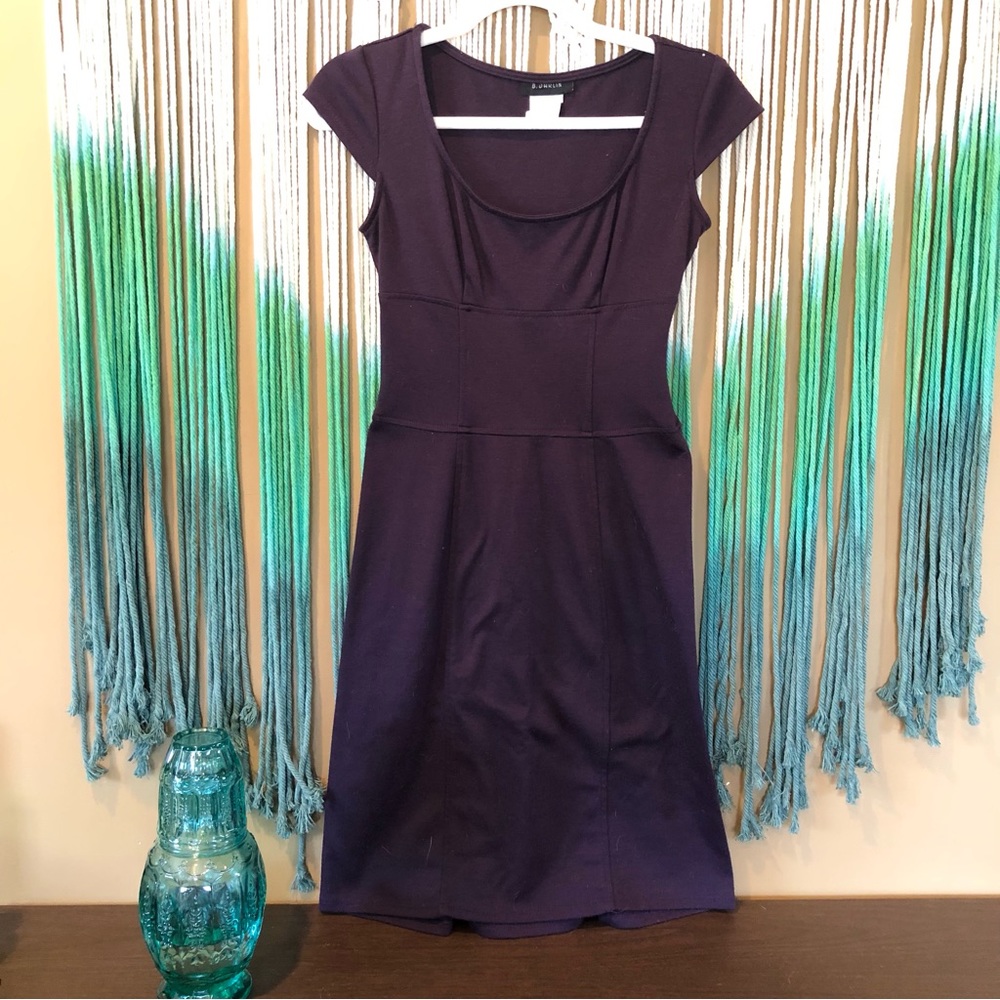 B. Darlin Plum Purple Midi Dress Fitted Waist Fall Autumn Office Siren Size 5/6